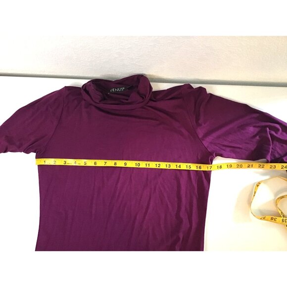 Venus Womens Long Sleeve Ruched Purple Top Size M - Picture 5 of 7